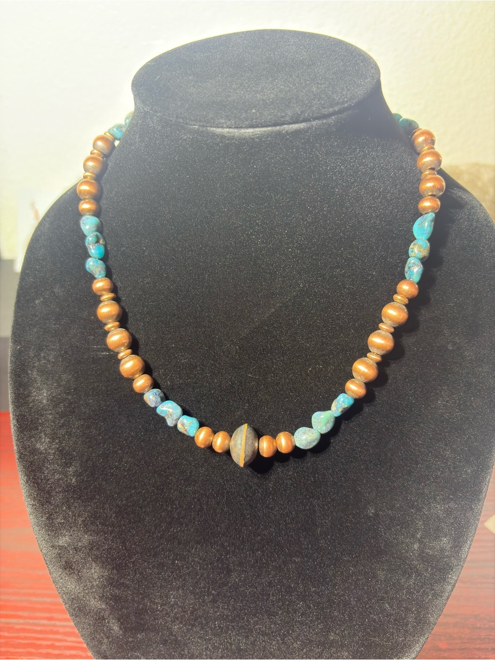 Lander Deep Blue Turquoise Copper  Necklace